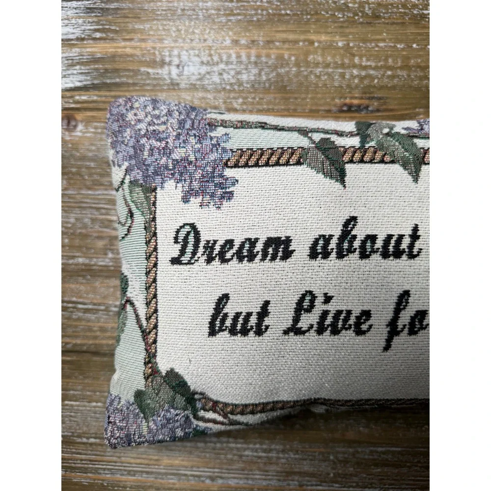 Vintage Woven Tapestry Pillow Butterfly Lilac Live For Today Cottagecore Granny